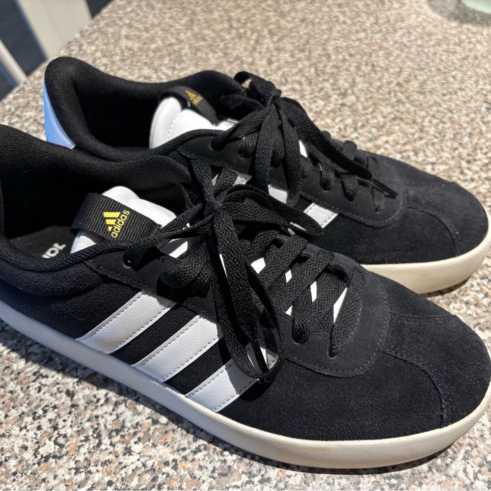 Adidas Womans Black and White Suede Sneakers